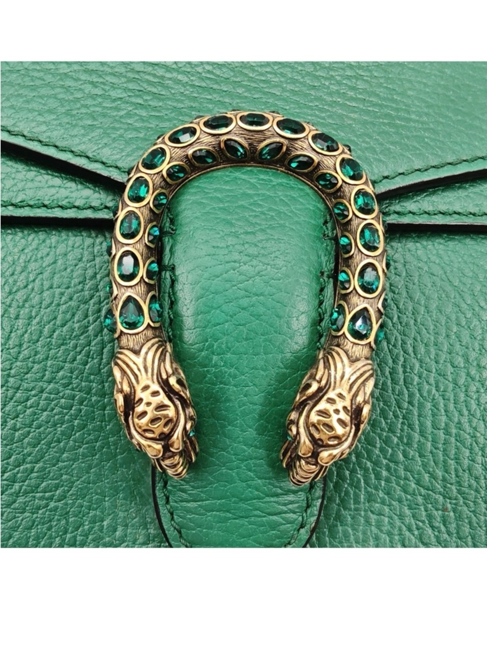 Gucci Dionysus Green Leather Chain Shoulder Bag Tiger Head - Picture 3 of 12